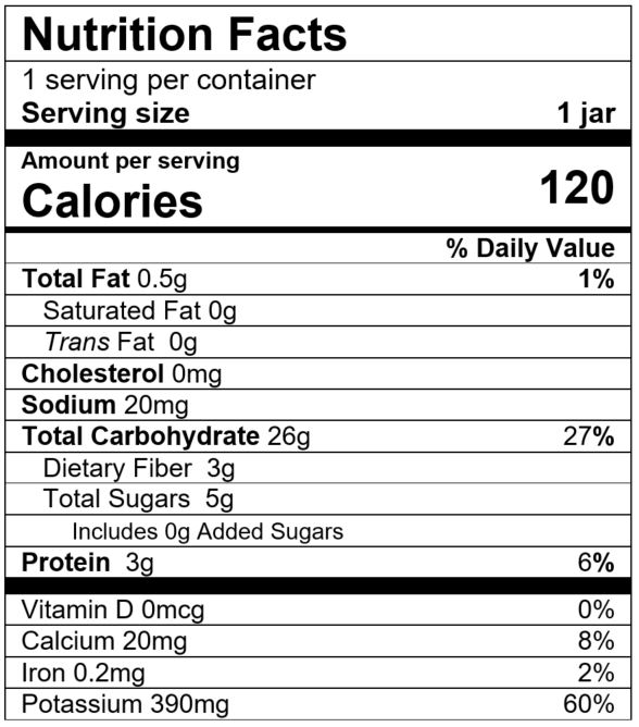 Nutrition Facts Pasta Primavera